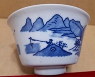 早期中國景德古窯手繪青花茶杯-直徑10.5公分