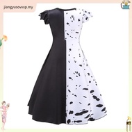Cruella De Vil Cosplay Costume Women Gown Black White Maid Dress Outfits Halloween Party  Performanc
