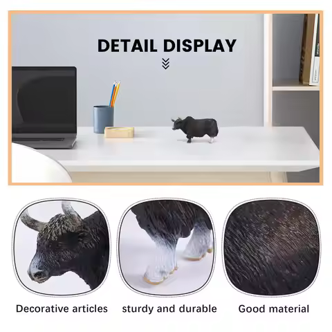 ABTI-14.5X3.5X8.5Cm Classic Black Yak Animals Action Figures Cattle Bull Ox Figurine Pvc Cute Lifeli