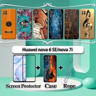 2 IN 1 Huawei nova 6 SE nova 7i Case with Tempered Glass Curved Ceramic Screen Protector Music