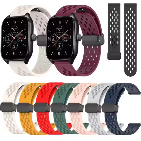 20mm 22 Silicone Magnetic Buckle Hole Strap For Huami Amazfit GTR GTS2 GTS4 Mini GTS3 GTS2e Neo GTS 