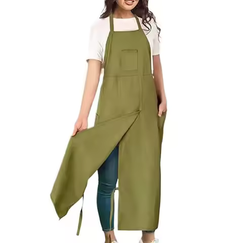 Full Coverage Pottery Apron Split Leg - Cotton Canvas Potter's & Ceramics Aprons with Pockets for Wo