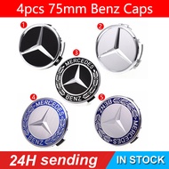 [Ready Stock] 4pc/set 75mm Mercedes Sport Rim Cap Benz Wheel Center Caps Rim Hub Caps Mercedes Benz Hubcaps Emblem for Mercedes-Benz W202 W203 W204 W211 E350 C250