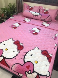 Bộ Chăn Ga Gối Cotton Poly - Hình Kitty Ôm Tim ( 3 Món 4 Món 5 Món ) Tiệm Nhà Cá