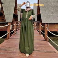 Deriana Project Gamis Muslim Hijau Army Kekinian Mecca Dress