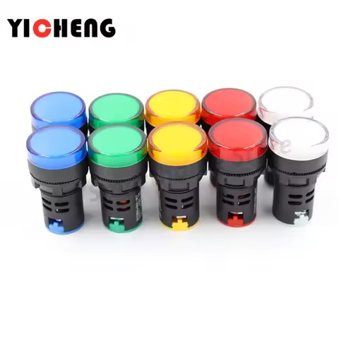 2pcs 22mm Panel Mount Signal Power Indicator Light Pilot Lamp AC DC 110V 220V AD16 beacon light led