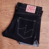 Trust Denim Wolfgang 501- Men's Jeans Denim Selvedge accent Slimfit Raw Denim Strech 12.5 oz