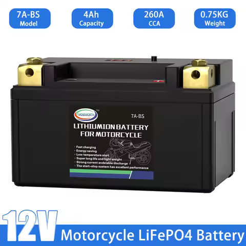LiFePO4 Motorcycle Battery 12V Lithium Iron Phosphate Battery Powersport Start Battery 4AH 260CCA wi