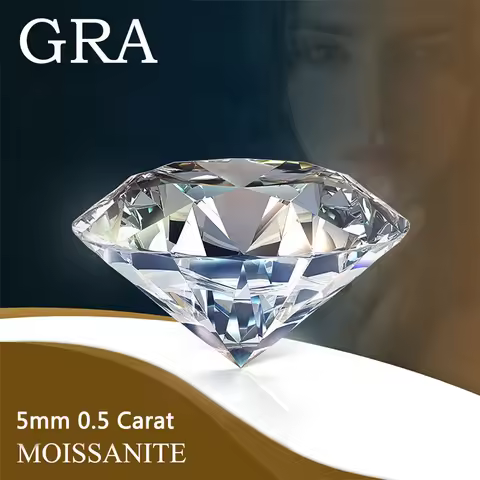 With GRA Certified Genuine Loose Moissanite Gemstone Jewelry Accessories Excellent Round Cut 5mm 0.5