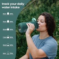 chunmo 74 oz Glass Water Bolttles with Straw Large Motivational Water Bottle with Time Marker Sports