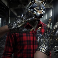 2026 Halloween Simulation Werewolf Paw Haunted House Horror Wolf Gloves Makeup Party Haunted House P
