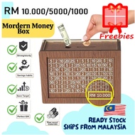 GiftModern Money Saving Box Wood Money Box with number on the box, Tabung Duit, Saving Planner, Bank
