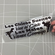 1PC Las Chicas Buenas Motorcycle Stickers Waterproof Spanish for DIY Scooter Body Helmet Box Car Win