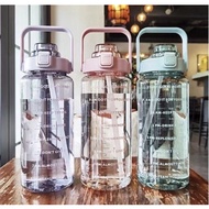 BOTOL AIR MINUM VIRAL TIME REMINDER GRADIENT MOTIVASI + STIKER TIMBUL LUCU VIRAL PENANDA WAKTU STIKE