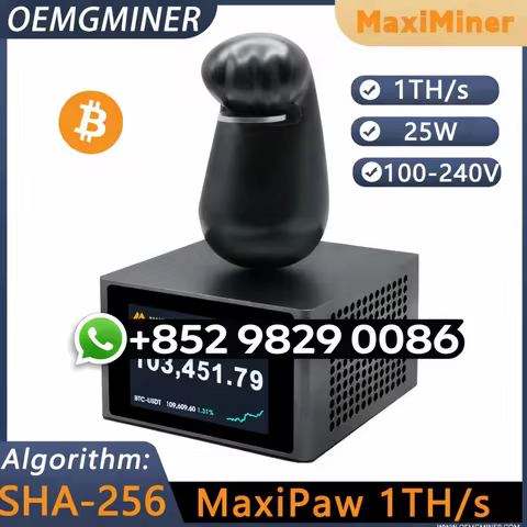 GET 10 PAY FOR 6 Maxi Paw Bitcoins Miner 1TH/s Solo Lottery Miner SHA-256 WiFi 2.4G Asic miner