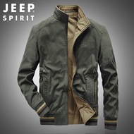 JEEP SPIRIT เสื้อแจ็คเก็ตผู้ชาย Oversize สวมใส่ใหม่เสื้อคอปกหลวมผ้าฝ้ายพักผ่อนกลางแจ้ง Multi-Pocket 
