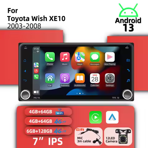 7" Screen Wireless Carplay Autoradio 2Din Android Radio Car Multimedia for Toyota Wish XE10 2003-200