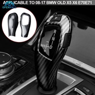 OPENMALL 2Pcs/Set Car Carbon Fiber Gear Shift Knob Cover Trim Styling Accessories For BMW X5 X6 E70 