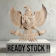 Pajangan Dinding Lambang Burung Garuda Pancasila Ukiran Kayu Jati Tanpa Warna