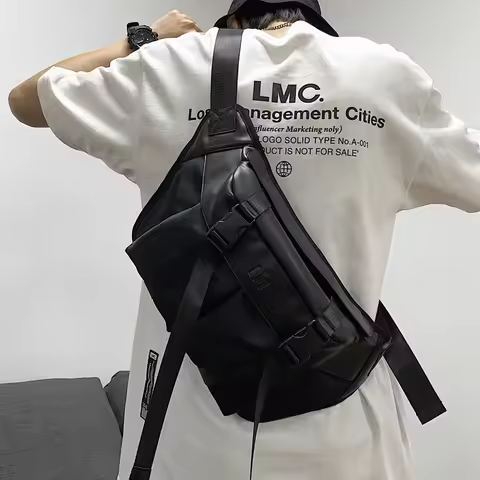 Messenger bag men ins tide chest bag men tide brand bag pu solid color sports large capacity shoulde