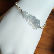 緬甸天然冰種紫翡翠花手牌 925純銀手鍊