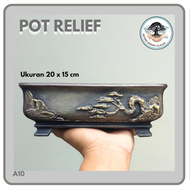 Pot Semen Relief Kotak Small Pot Bonsai Semen Desain Unik