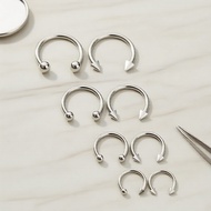 16G Surgical Steel 8PCS Horseshoe Septum Rings for Nose Lip Eyebrow Piercing 6-12mm Balls & Spikes