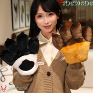 ANEMONE Animal Paw Plush Gloves, Furry Texture Simulated Faux|Paw Gloves, Cosplay Gloves Soft Stripe