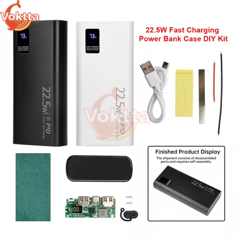 22.5W Fast Charging Motherboard Power Bank DIY Kit 2*1260110 Battery Box 20000mAh Power Bank Case