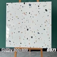 SHANNAIER | Scandinavian White Glossy Terrazzo Tiles 800x800mm