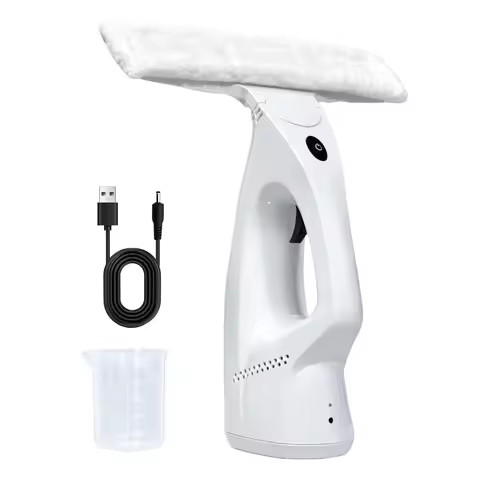 Cordless Window Vacuum 2000Pa Strong Suction USB Rechargeable Handheld Glass Cleaner W/ Spray Self-C