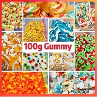 100g (Repacking) V.ka Sour Gummy Candy Masam Manis [dolphin/caterpillar/ cola /Donut] / Hepin Gummy 