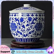 Ceramic rice container rice bucket 10kg rice bucket Blue and White Porcelain Storage Tank 5KG 10KG