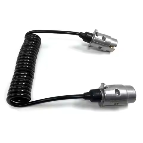7 Pin Metal Trailer Plugs w/curly extension Cable Lead 1.5M Male To Male 12V Trailer Lighting Board 