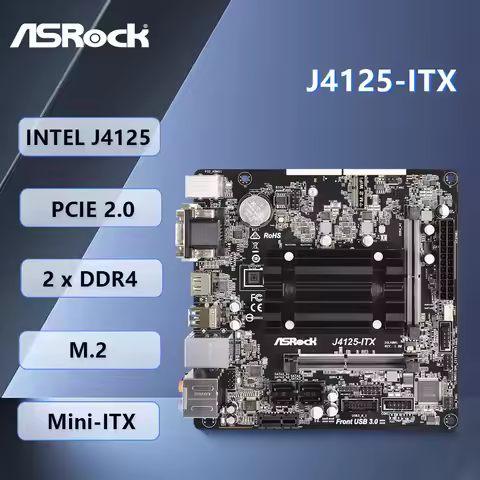 ASRock J4125-ITX Mini-ITX Motherboard Intel Quad-Core Processor J4125 DDR4 48GB PCIe 2.0 x1 4xSATA3