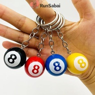 RunSabai Fashion Creative Billiard Pool Keychain Table Ball Key Ring Lucky Black No.8 Key Chain 25mm