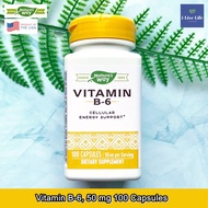 วิตามินบี 6 Vitamin B-6 50 mg 100 Capsules - Natures Way #B6