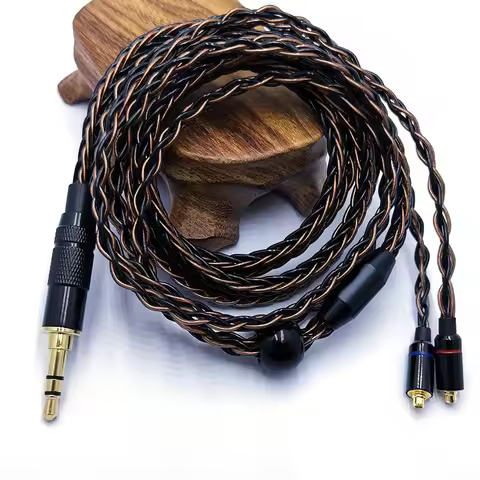 RY-C6 1.2m DIY Replacement Mmcx Cable 3.5/2.5/4.4mm Silver plated Upgraded 8 core wire cable For RY4