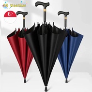 (SG Seller) Crutches Umbrella Windproof Long Handle Umbrella Walking Stick Elderly Umbrella Anti Slip Sun Rain UV Protection Umbrella