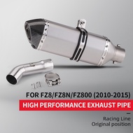 For FZ8N FZ8 Motorcycle Exhaust System 2010-2015 Exhaust Slip-On Muffler Escape Contact Pipe Middle 