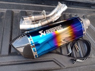 ชุดท่อ AEROX155 ปี2016-2020 ชุดท่อ Aerox155 +AK18 นิ้วใบอ้วนสีรุ้งปากเคฟล่า