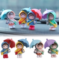Mini Cute Cartoon Umbrella Girl Car Dashboard Ornament / Micro Landscape Doll Figurines / Kawaii Flo