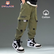 OWLLADE Cargo Jogger Pants for Kids Boy T060 in Green B02 4T-1
