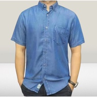Premium Quality Kameja Short Sleeve Kain Denim Slim Fit Shirt Size S-4XL Ready Stock Malaysia