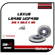Sanwa Drilled Slotted Front Brake Disc - Lexus LS430 UCF430