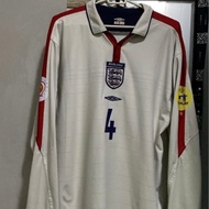 Steven Gerrard #4 England National Team Home Jersey Euro 2004 Original LS Longsleeve Lengan Panjang 