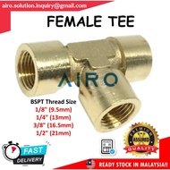 [ Female Tee ] Brass Fitting Female Tee Fitting Adaptor Connector Thread Brass,Pneumatic fitting,air
