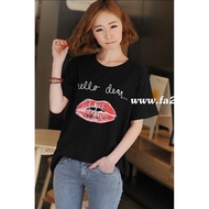 FA2SHOP Model FR1006 Black T-Shirt With Mouth Pattern