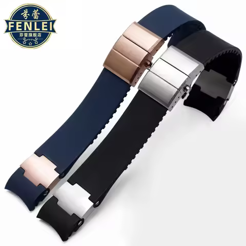For Ulysse Nardin Curved silicone Watch Strap 263 Diving Navigation Watchband Folding Buckle Rubber 