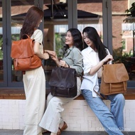 Qiuzhi Sheepskin Vertical Commuter Series Tanned Working Messenger Backpack Large Capacity U8FB